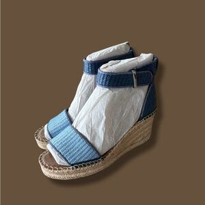Franco Sarto Blue Woven Wedges